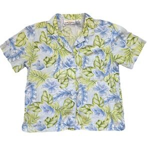 Vintage SunBay‎ Cottons Women's Button Up Hawaiian Shirt Floral Petite Small PS